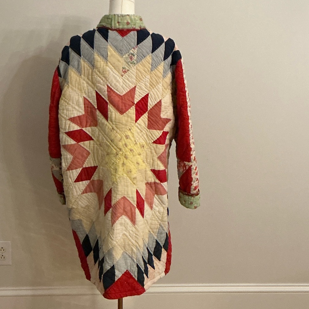 Vintage Multicolor Quilted Coat made from a vintage quilt. One of a kind - Picture 1 of 5